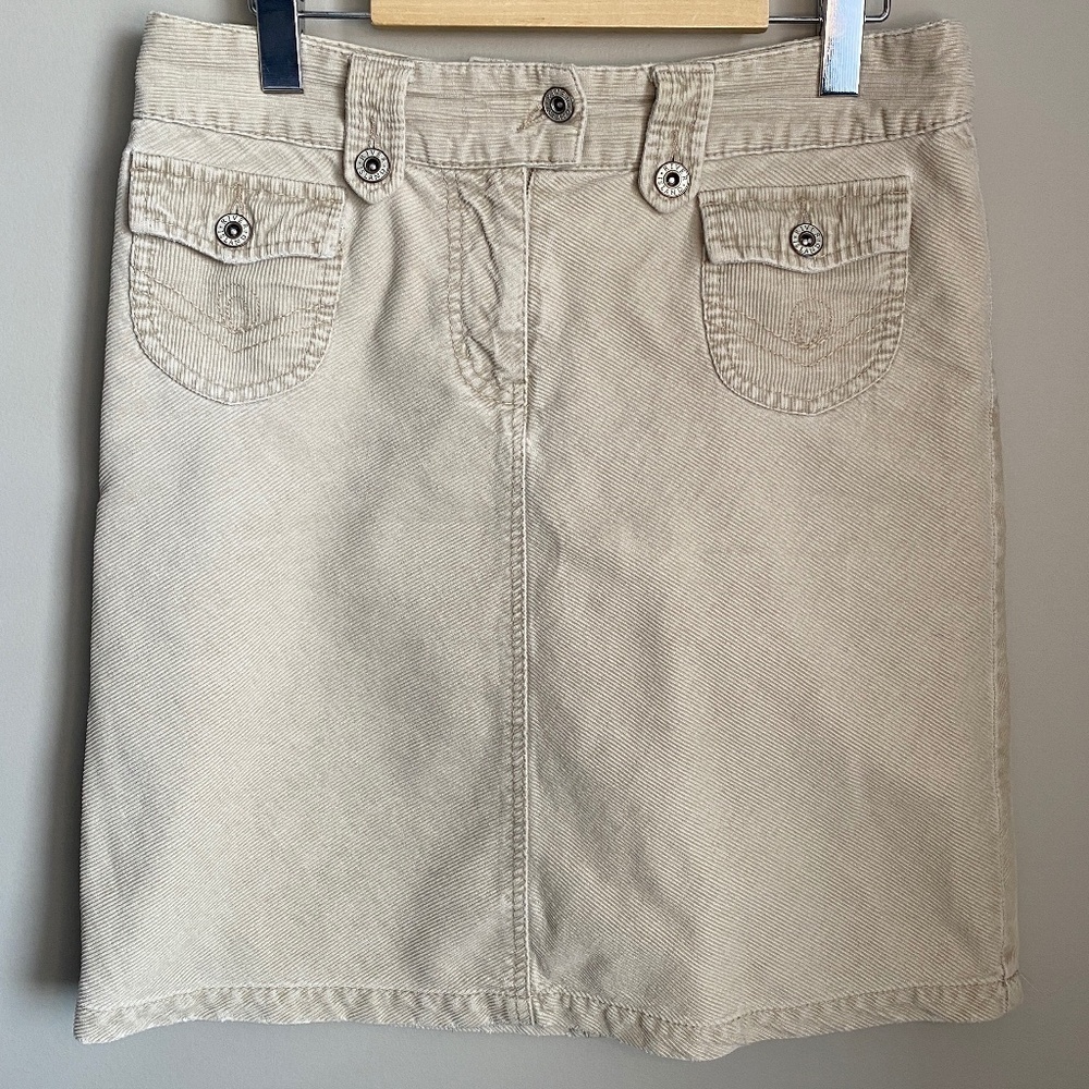 River Island Women's Cream Corduroy Button Mini Skirt Size UK10